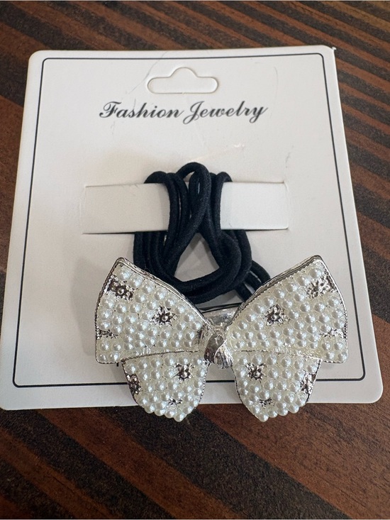 Fashion Jewelry Accessories - ⭐️ Pearl Bow Hair Tie with Black Elastic